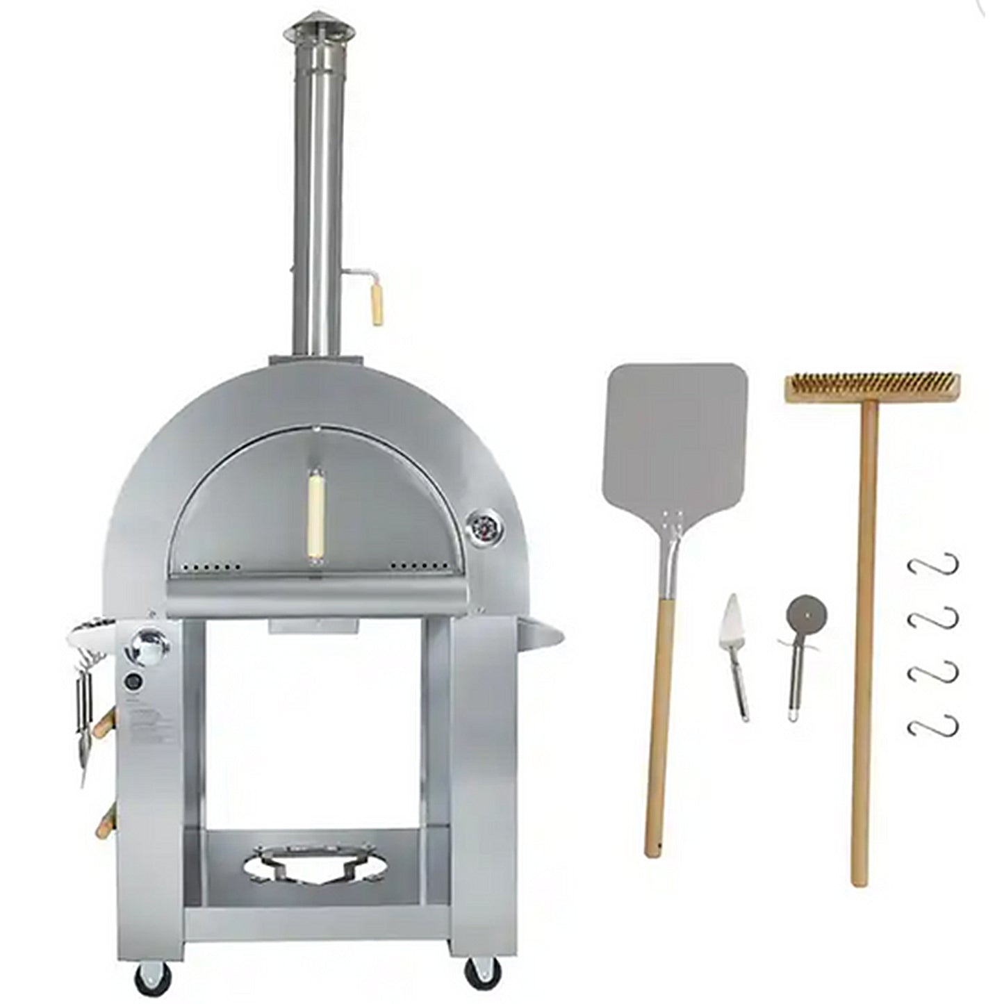 Kokomo 32" Dual Fuel Gas or Wood Fired Stainless Steel Pizza Oven